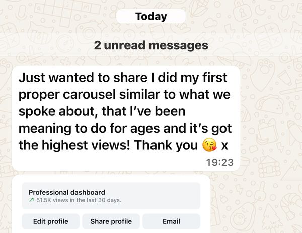 Client Instagram dashboard screenshot